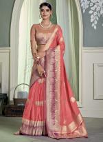 Crepe Pink Festival Wear Weaving  Saree